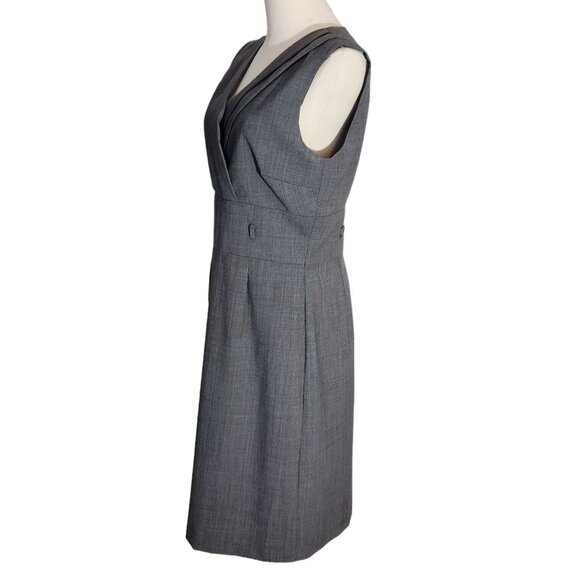 Alex Marie Sleeveless Gray Pleated Front V-neck Career Sheath Dress Women's Sz 8 - Picture 4 of 13